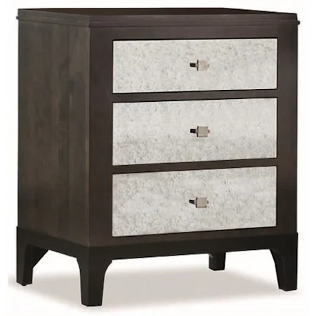 Night Stand with Mirrored Drawer Fronts